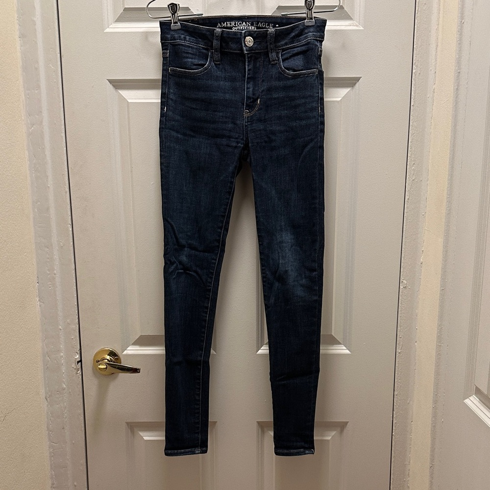 American Eagle Outfitters Women's Deep Blue Skinny Jeans